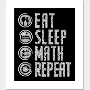 'Eat Sleep Math Repeat' Teacher's Day Gift Posters and Art